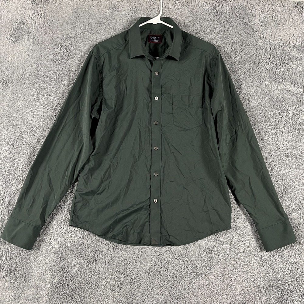 UNTUCKit Shirt Mens Medium Green Slim Fit Long Sleeve Collared Casual Button Up